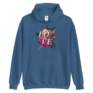 Indigo Blue / S Love Flower Unisex Hoodie by Design Express