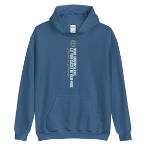 Indigo Blue / S Work hard in silence Unisex Hoodie by Design Express