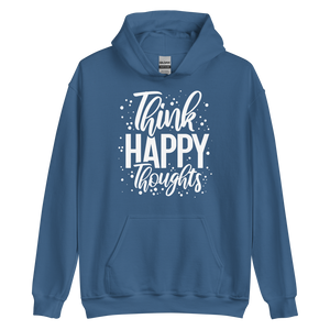 Indigo Blue / S Think Happy Thoughts Unisex Hoodie by Design Express