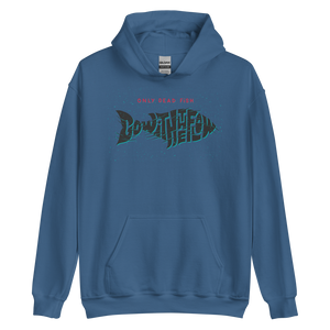 Indigo Blue / S Only Dead Fish Go with the Flow Unisex Hoodie by Design Express