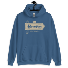 Indigo Blue / S the Adventure Begin Unisex Hoodie by Design Express