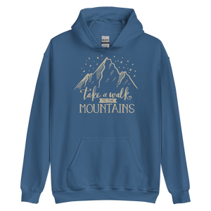 Indigo Blue / S Take a Walk to the Mountains Unisex Hoodie by Design Express