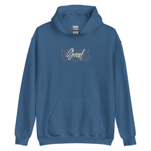 Indigo Blue / S Good Vibes Typo Unisex Hoodie by Design Express