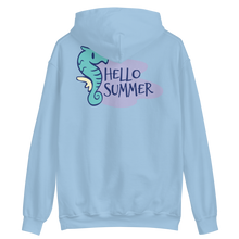 Light Blue / S Seahorse Hello Summer Unisex Hoodie by Design Express