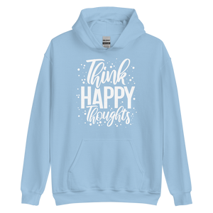 Light Blue / S Think Happy Thoughts Unisex Hoodie by Design Express