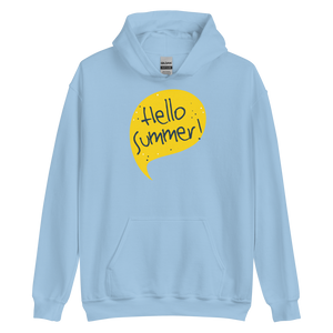 Light Blue / S Hello Summer Yellow Unisex Hoodie by Design Express