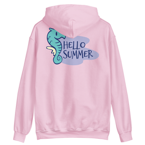 Light Pink / S Seahorse Hello Summer Unisex Hoodie by Design Express