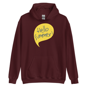 Maroon / S Hello Summer Yellow Unisex Hoodie by Design Express