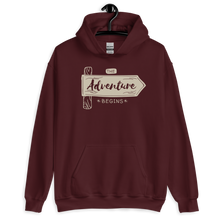 Maroon / S the Adventure Begin Unisex Hoodie by Design Express