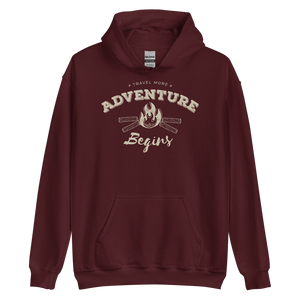 Maroon / S Travel More Adventure Begins Unisex Hoodie by Design Express