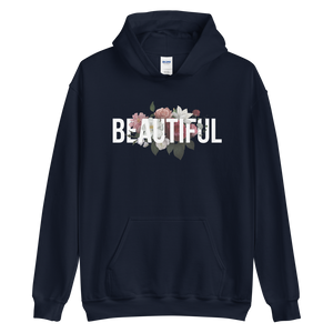 Navy / S Beautiful Flower Unisex Dark Hoodie by Design Express