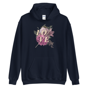 Navy / S Love Flower Unisex Hoodie by Design Express