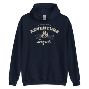 Navy / S Travel More Adventure Begins Unisex Hoodie by Design Express