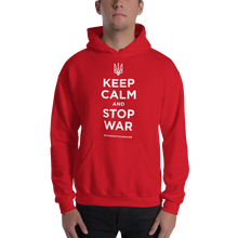 Red / S Keep Calm and Stop War (Support Ukraine) White Print Unisex Hoodie by Design Express