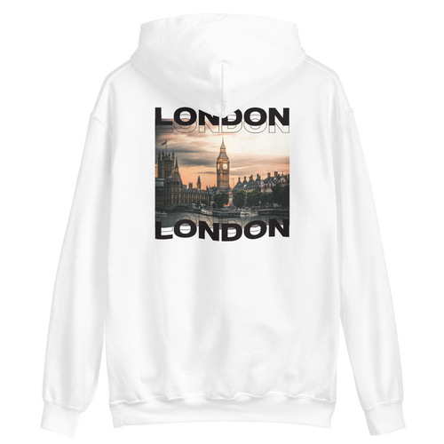 S London Back Unisex White Hoodie by Design Express