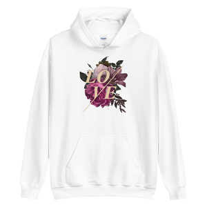 White / S Love Flower Unisex Hoodie by Design Express