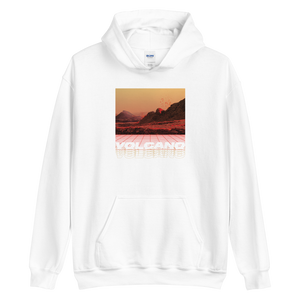 White / S Volcano Front Unisex Hoodie by Design Express