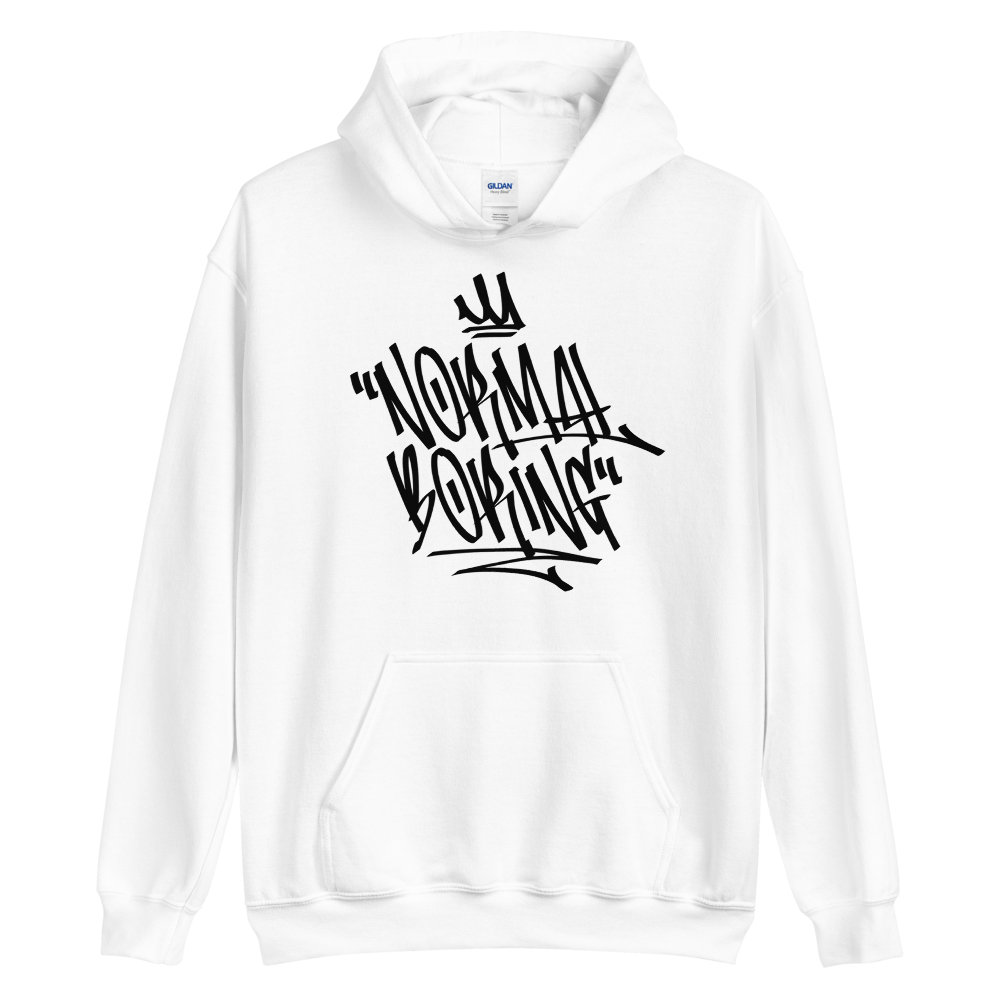 S Normal is Boring Graffiti (motivation) Unisex White Hoodie by Design Express