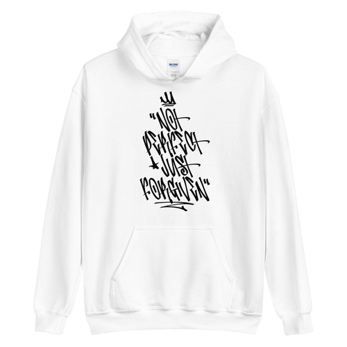 S Not Perfect Just Forgiven Graffiti (motivation) Unisex White Hoodie by Design Express