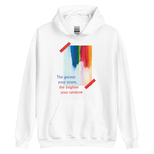 White / S Rainbow Front Unisex Hoodie by Design Express