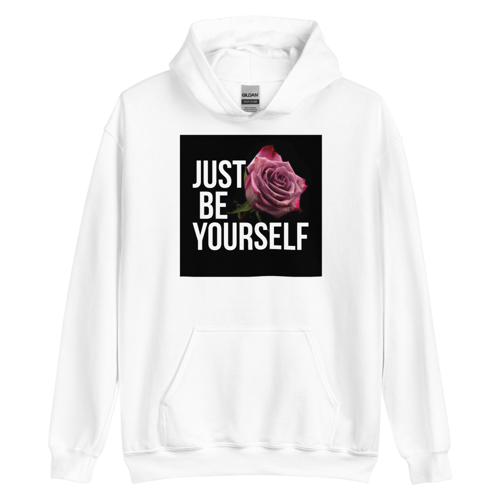 White / S Just Be Yourself Unisex Hoodie by Design Express