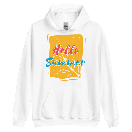 White / S Hello Summer Unisex Hoodie by Design Express