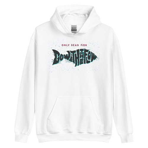 White / S Only Dead Fish Go with the Flow Unisex Hoodie by Design Express