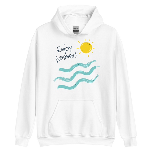 White / S Enjoy Sun Summer Unisex Hoodie by Design Express