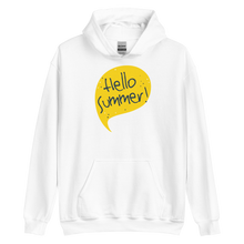 White / S Hello Summer Yellow Unisex Hoodie by Design Express