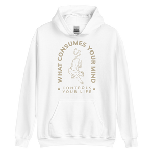 White / S What Consume Your Mind Unisex Hoodie by Design Express