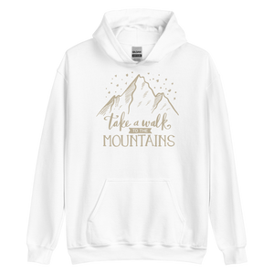 White / S Take a Walk to the Mountains Unisex Hoodie by Design Express