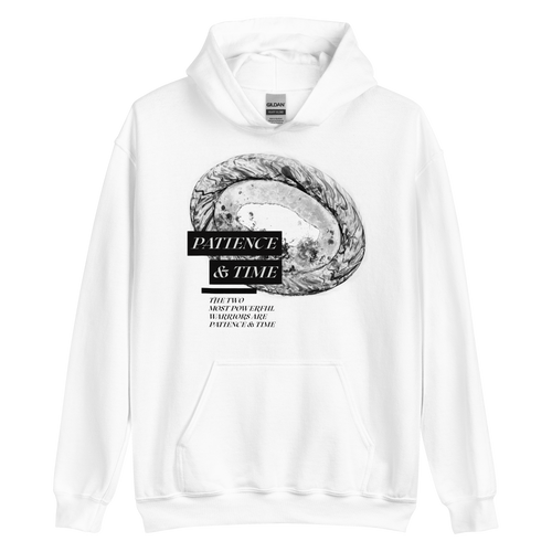 White / S Patience & Time Unisex Hoodie by Design Express