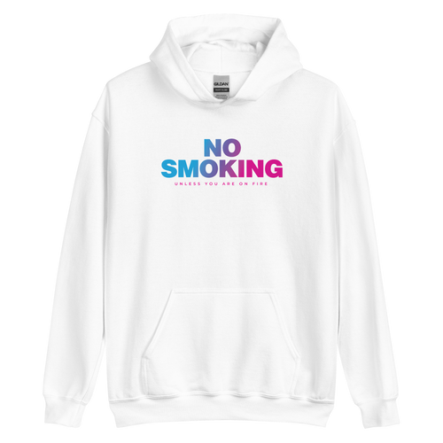 White / S No Smoking Unisex Hoodie by Design Express