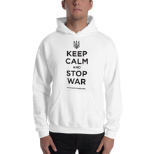 White / S Keep Calm and Stop War (Support Ukraine) Black Print Unisex Hoodie by Design Express