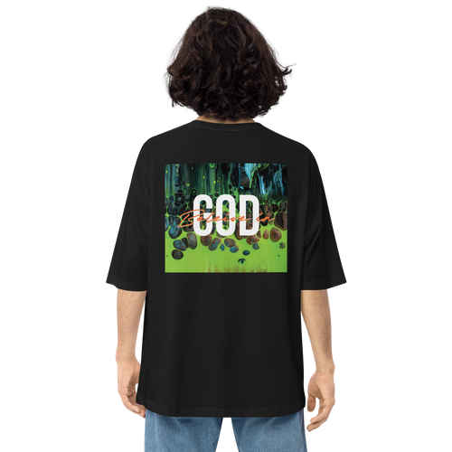 S Believe in God Back Unisex Oversized T-Shirt by Design Express