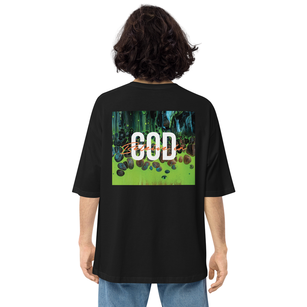 S Believe in God Back Unisex Oversized T-Shirt by Design Express