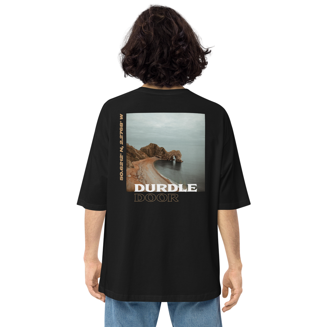 Black / S Durdle Door Back Unisex Oversized T-Shirt by Design Express