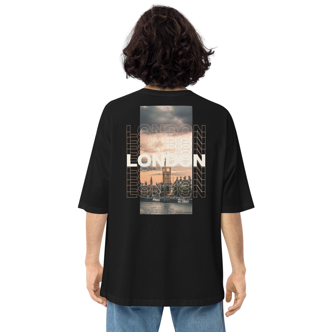 Black / S London Back Unisex Oversized T-Shirt by Design Express