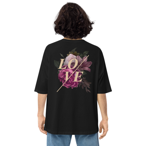 Black / S Love Flower Back Unisex Oversized T-Shirt by Design Express