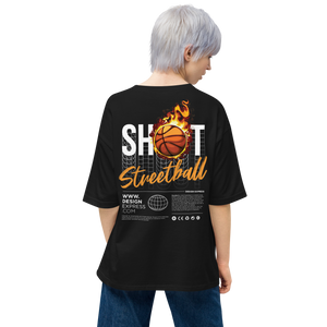 Shoot Streetball Back Unisex Oversized Dark T-Shirt by Design Express