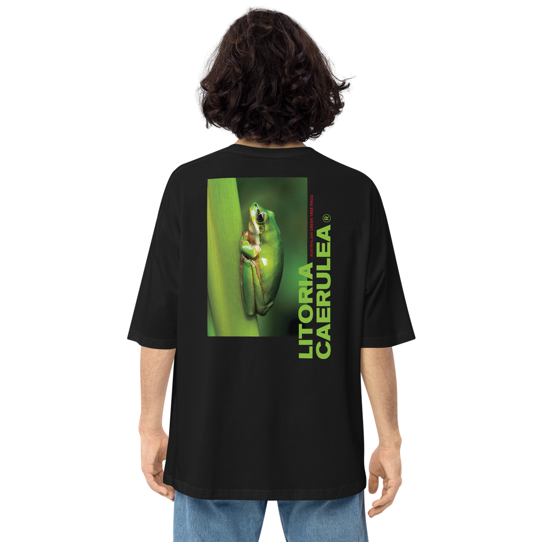 Black / S Litoria Caerulia Back Unisex Oversized T-Shirt by Design Express