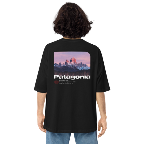 Monte Fitz Roy, Patagonia Back Unisex Oversized Dark T-Shirt by Design Express