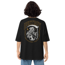 Black / S Destroy World Back Unisex Oversized T-Shirt by Design Express