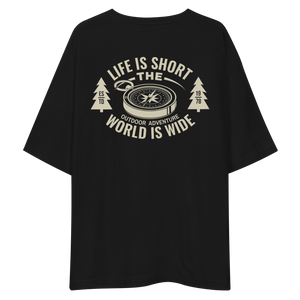 Life Is Short, World is Wide Back Unisex Oversized T-Shirt by Design Express