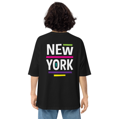 Black / S New York Pop Back Unisex Oversized T-Shirt by Design Express