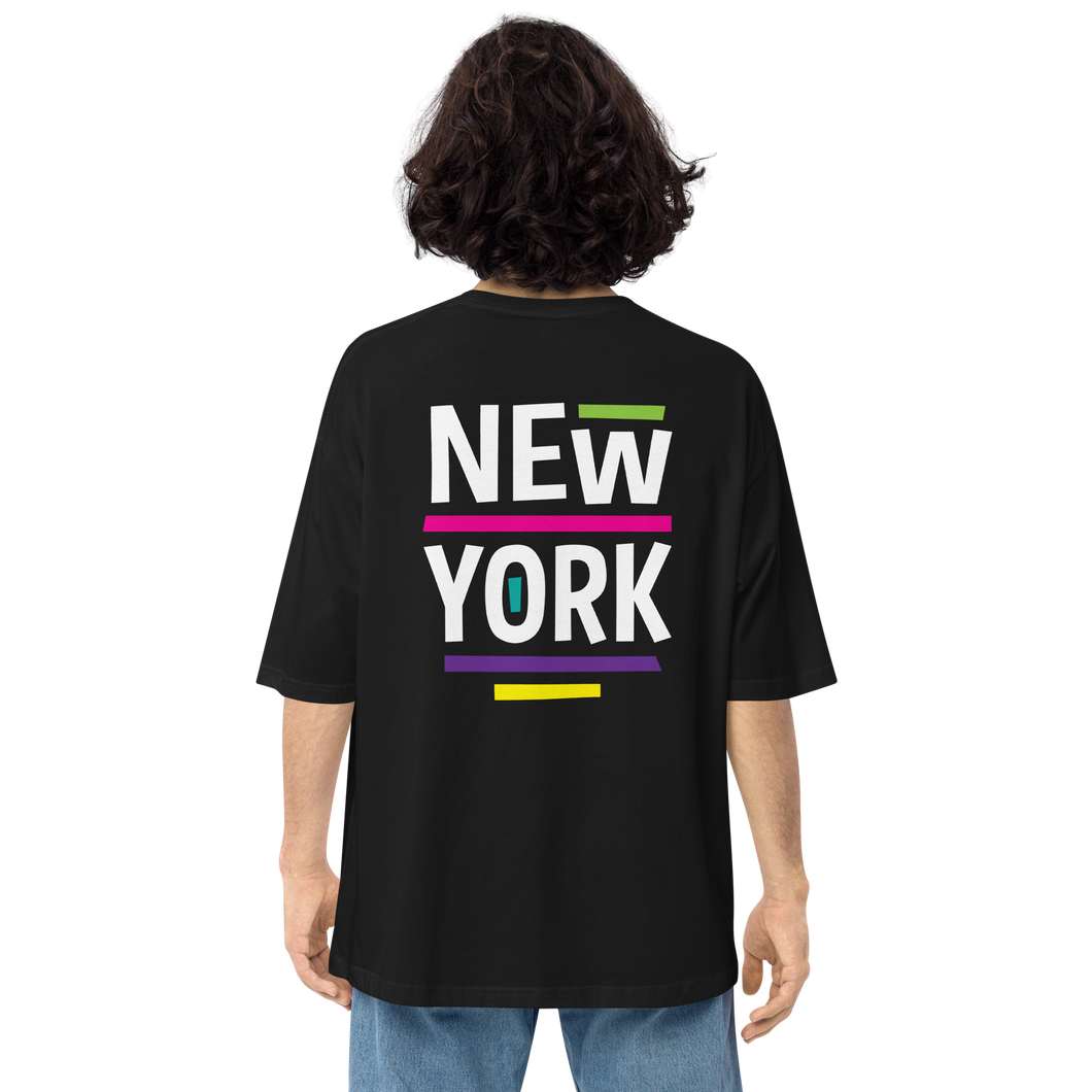 Black / S New York Pop Back Unisex Oversized T-Shirt by Design Express