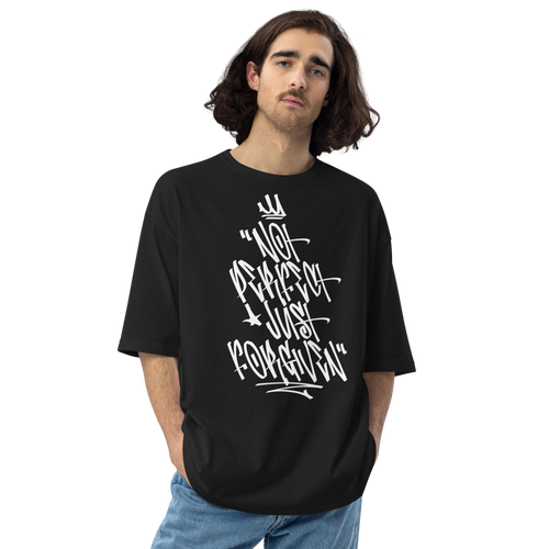 Black / S Not Perfect Just Forgiven Unisex Oversized Dark T-Shirt by Design Express