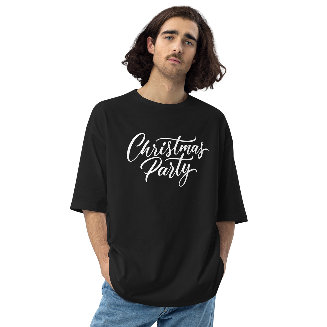 Black / S Christmas Party Unisex Oversized T-Shirt by Design Express