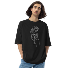 Rose in Hand Unisex Oversized Dark T-Shirt by Design Express