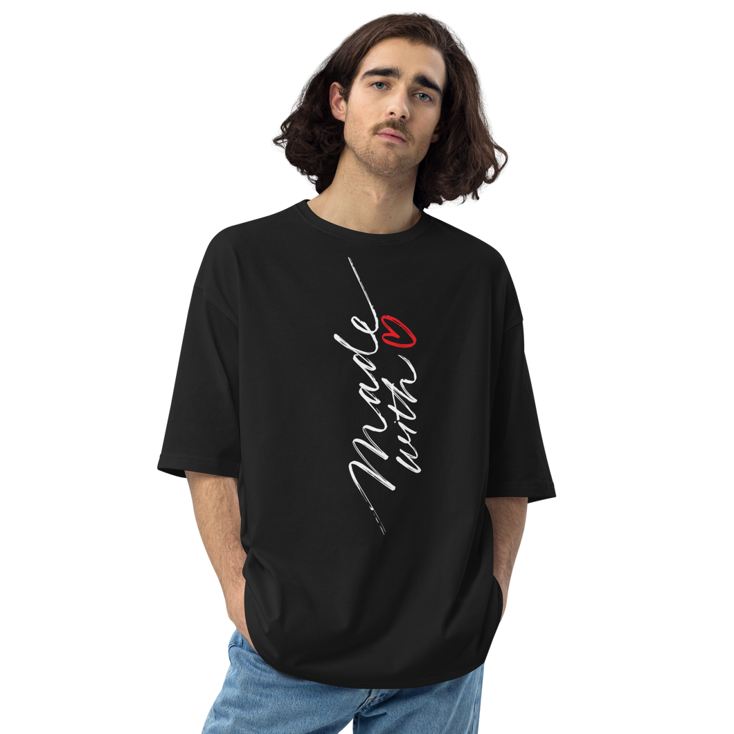 Black / S Made With Love (Typo) Unisex Oversized T-Shirt by Design Express